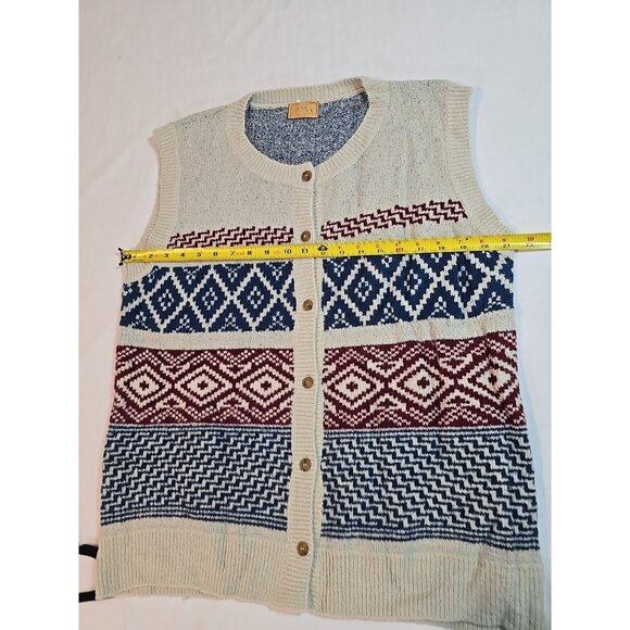 Pol Womens knit Sweater Vest Crew Neck Button Up front Sleeveless Stretch Size L - Picture 7 of 13